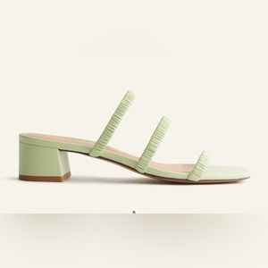 Reformation Mules (Assunta Strappy Block Heel) in color Limon